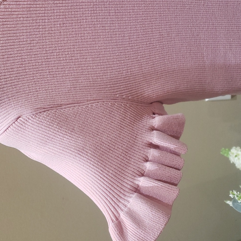 NWOT Ted Baker Rib Puff Short Sleeve Sweater In Dusky Pink 6 in Ted Baker - Picture 5 of 9
